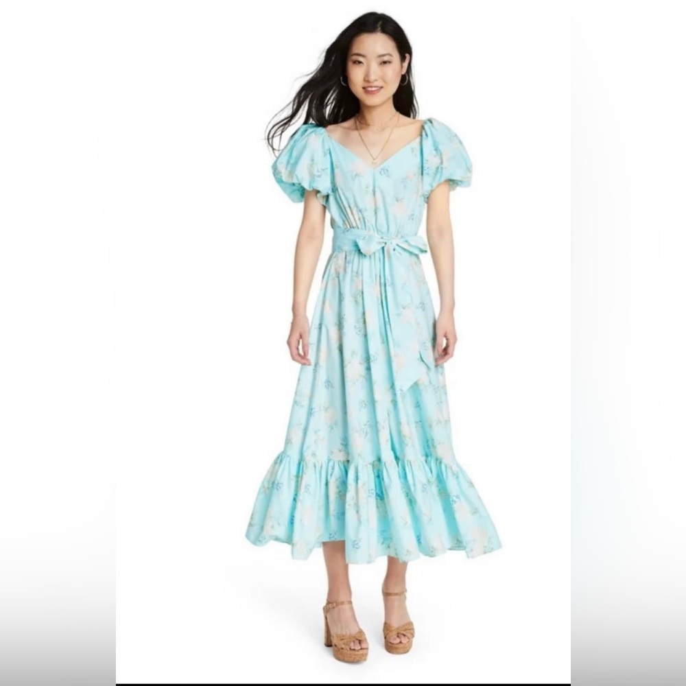 LoveShackFancy x Target Estelle Floral Blue Dress, Size 2